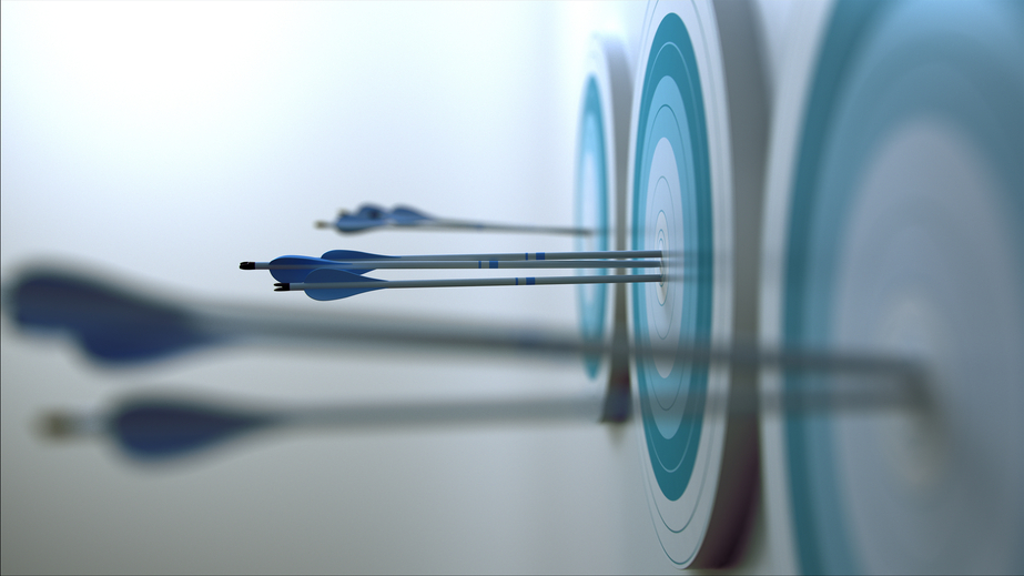 Simple 3d scene representing arrows, that hit targets.